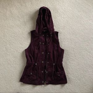 Burgundy hip length vest